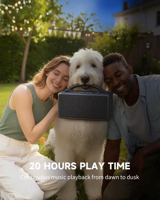 Alt view image 5 of 7 - Portable Bluetooth Speaker: 80W (Peak), 20H Playtime, Loud Wireless Wood Speakers with Bass, AUX and USB Input, Subwoofer, TWS Pairing, Vintage Speaker for Outdoor, Home, Office (Black)