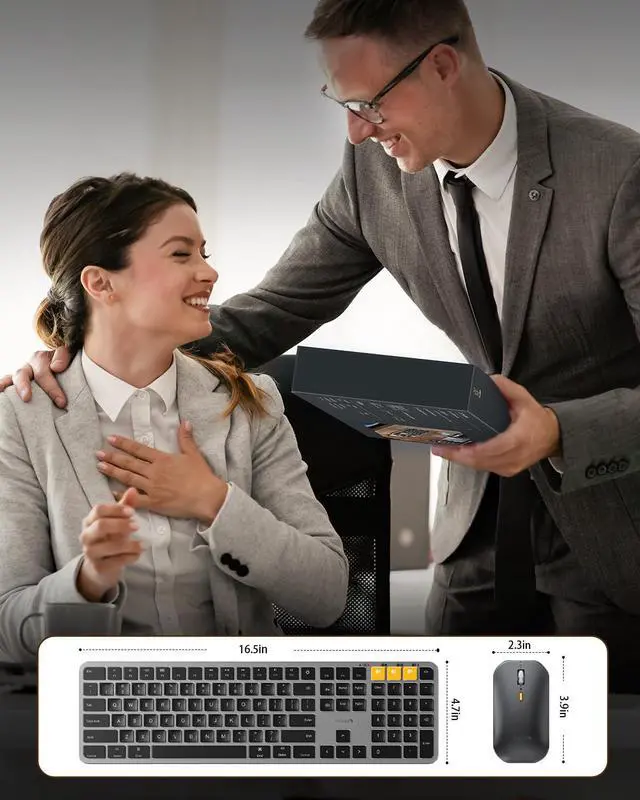 Alt view image 7 of 7 - Backlit Bluetooth Keyboard and Mouse for Mac, KM100-A Full Size Wireless Keyboard Mouse for Mac, Multi-Device Rechargeable for MacBook Pro/Air, iPhone, iPad, Space Gray