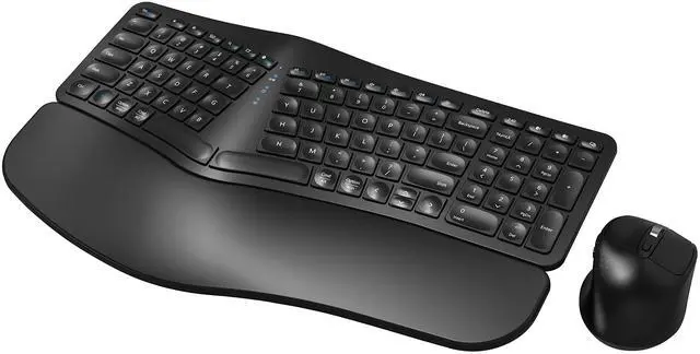 Main image of MK960 Ergonomic Wireless Keyboard Mouse Combo, Bluetooth/2.4G Split Design Keyboard with Palm Rest and 4 Level DPI Adjustable Wireless Mouse Multi-Device, Rechargeable, for Windows/Mac/Android