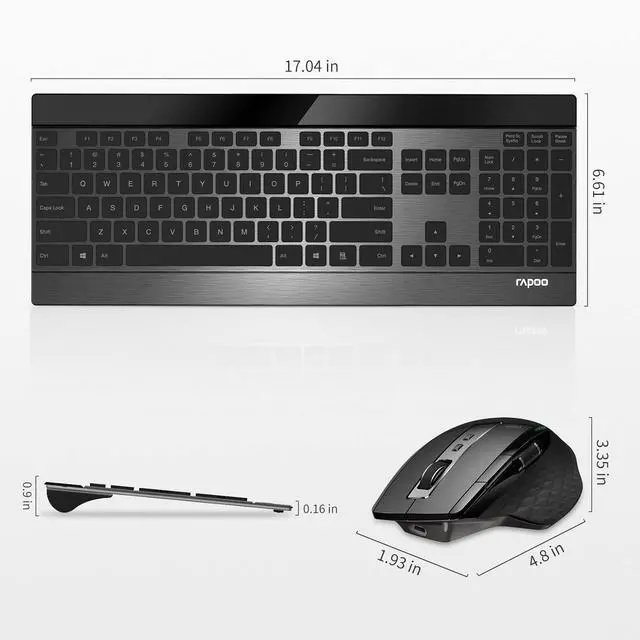 Alt view image 7 of 7 - Wireless Keyboard and Laser Mouse Combo,Multi Device (Bluetooth 4.0+3.0+2.4G) Keyboard and Mouse Set,Ultra-Slim Computer Keyboard Compact Design for Windows/Android/Mac OS