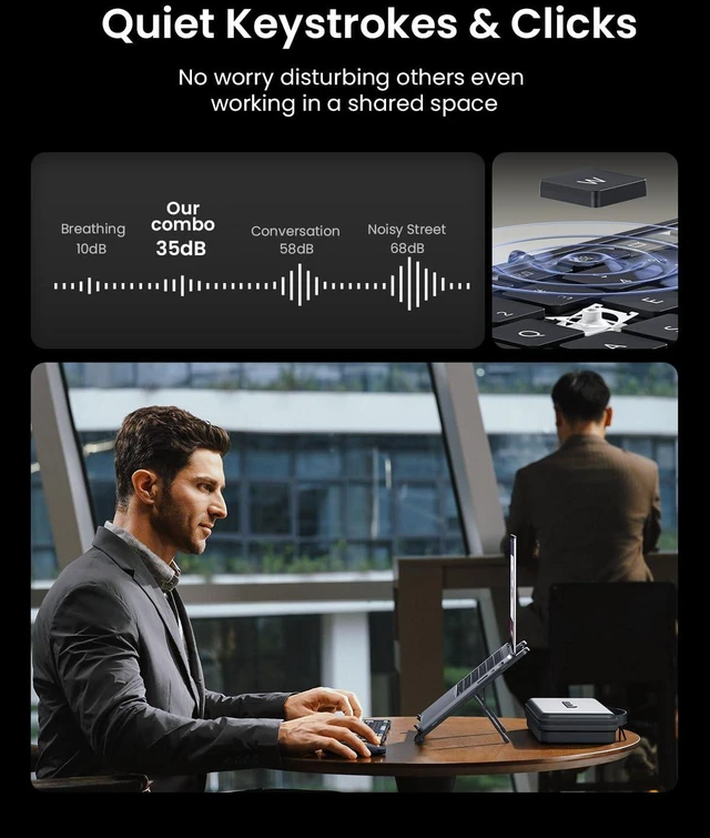 Alt view image 7 of 7 - XKM01 CaseUp Foldable Bluetooth Keyboard Mouse Combo | Portable with Laptop Stand, Mobile Work Solution for On-the-Go, Compatible with Laptop PC Macbook, Windows Mac OS