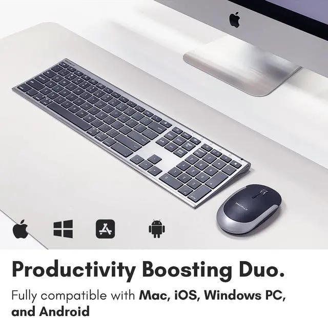Alt view image 2 of 7 - Premium Bluetooth Keyboard and Mouse for Mac | Compatible Wireless Apple Keyboard and Mouse Combo (110 Keys Multi-Device Rechargeable) for MacBook Pro/Air and iMac - Space Gray