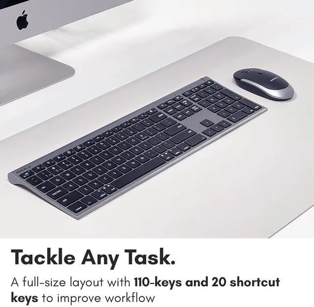 Alt view image 5 of 7 - Premium Bluetooth Keyboard and Mouse for Mac | Compatible Wireless Apple Keyboard and Mouse Combo (110 Keys Multi-Device Rechargeable) for MacBook Pro/Air and iMac - Space Gray
