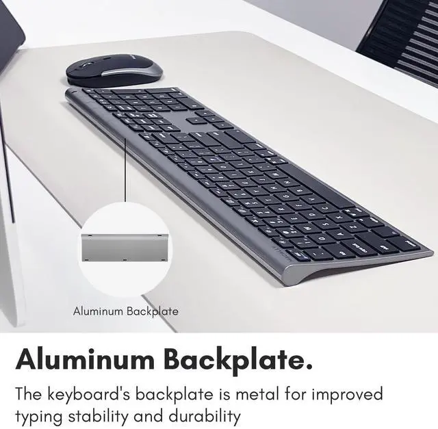 Alt view image 7 of 7 - Premium Bluetooth Keyboard and Mouse for Mac | Compatible Wireless Apple Keyboard and Mouse Combo (110 Keys Multi-Device Rechargeable) for MacBook Pro/Air and iMac - Space Gray