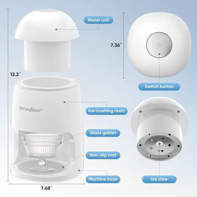 Alt view image 2 of 7 - Snow Cone Shaved Ice Machine, Electric Ice Shaver Slushie Machine, Snowcone Maker for Kids Birthday Party, House Warming Gifts New Home Decor, Best Christmas Gift Ideas, White