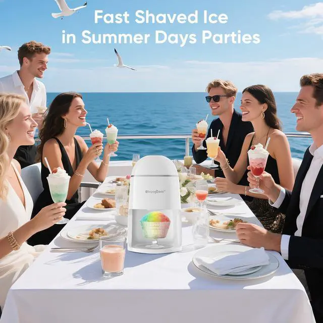 Alt view image 7 of 7 - Snow Cone Shaved Ice Machine, Electric Ice Shaver Slushie Machine, Snowcone Maker for Kids Birthday Party, House Warming Gifts New Home Decor, Best Christmas Gift Ideas, White