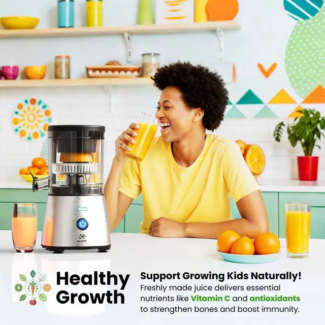 Alt view image 5 of 7 - Electric Citrus Juicer Stainless Steel | Premium Hands-Free One-Touch Orange Juice Squeezer for Oranges, Lemons, and Limes | Quiet Operation, Easy to Clean, Countertop Small Kitchen Appliance