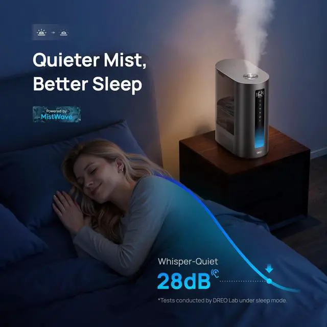 Alt view image 3 of 5 - 6L Humidifiers for Bedroom, Smart Warm & Cool Mist for Large Room, 60Hr Quiet Runtime for Baby, Plant, Humidity Sensor, Indicator Light, 12H Timer, Google/Alexa, HM713S