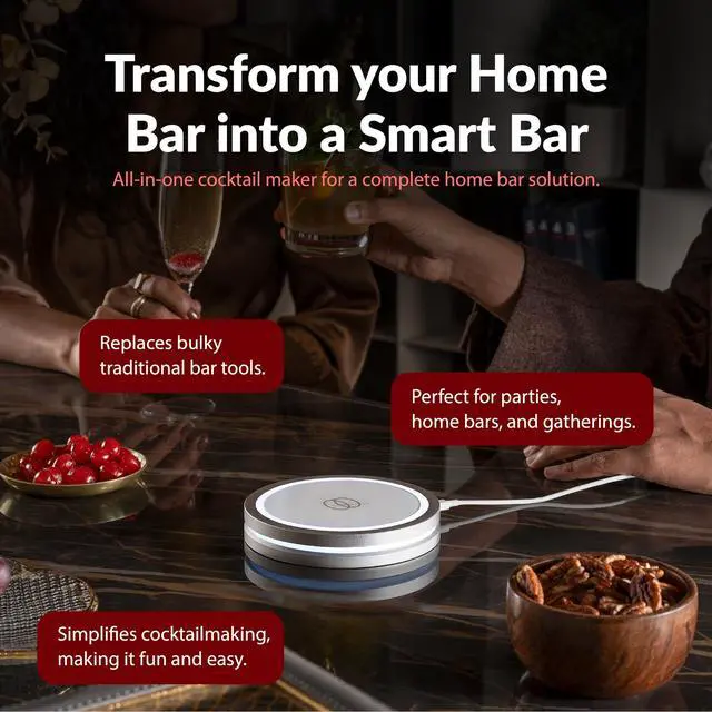Alt view image 5 of 7 - Smart Coaster 2.0 (Black) Portable Cocktail Maker & Drink Mixer, App-Enabled Home Bartender Machine with 1000+ Recipes for Cocktails & Mocktails