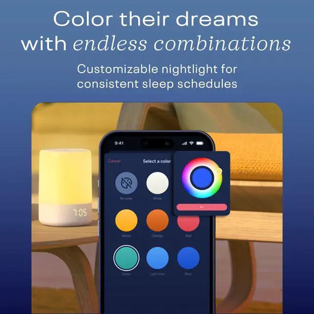 Alt view image 4 of 6 - Sound and Light Smart Baby Night Light and Sound Machine | Audio Monitor | Cry Detection Alert Feature | OK to Wake Alarm Clock for Kids | Temp & Humidity Tracking | Rechargeable Battery | WiFi