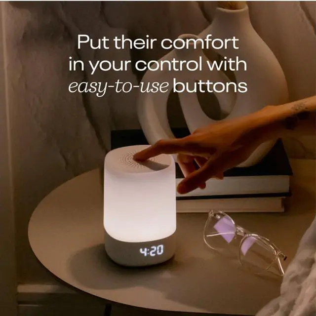 Alt view image 6 of 6 - Sound and Light Smart Baby Night Light and Sound Machine | Audio Monitor | Cry Detection Alert Feature | OK to Wake Alarm Clock for Kids | Temp & Humidity Tracking | Rechargeable Battery | WiFi