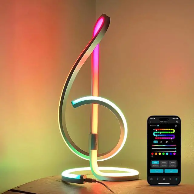Main image of TB2 AI Smart Table Lamp, RGB+IC Addressable LED Lamps Alexa Google Home Enable, APP Control DIY Color Changing Modern Spiral Lamp, Music Sync, AI Generated Lighting LLM, 2.4 GHz WiFi/Bluetooth