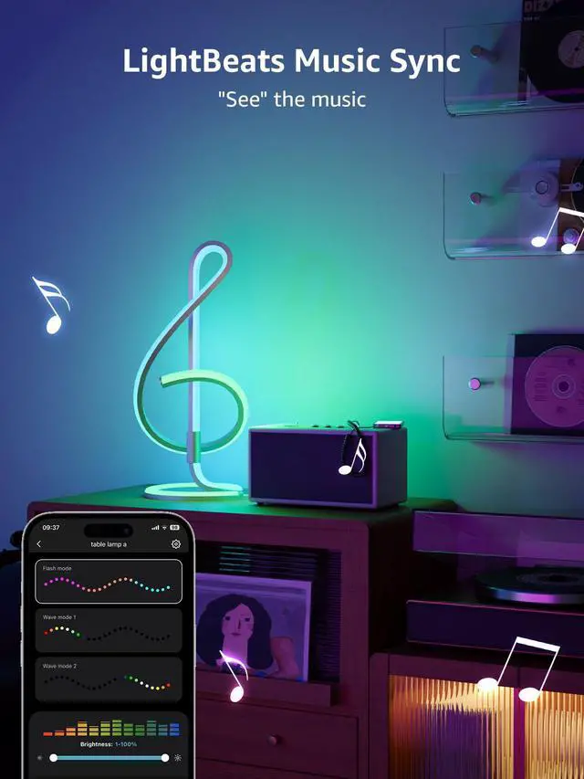 Alt view image 5 of 7 - TB2 AI Smart Table Lamp, RGB+IC Addressable LED Lamps Alexa Google Home Enable, APP Control DIY Color Changing Modern Spiral Lamp, Music Sync, AI Generated Lighting LLM, 2.4 GHz WiFi/Bluetooth