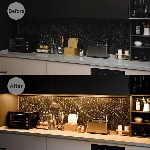 Alt view image 2 of 7 - Under Cabinet LED Lighting Kit Plug in or Hardwired, 6 pcs 12 Inches Light Strips, 2000 Lumen, Super Bright, for Kitchen Counter, Closet, Shelf Lights, 31W, Warm White (6 Bars)