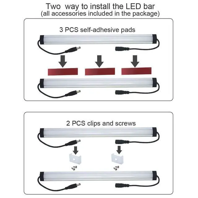 Alt view image 5 of 7 - Under Cabinet LED Lighting Kit Plug in or Hardwired, 6 pcs 12 Inches Light Strips, 2000 Lumen, Super Bright, for Kitchen Counter, Closet, Shelf Lights, 31W, Warm White (6 Bars)