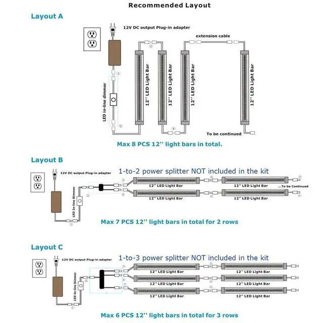 Alt view image 7 of 7 - Under Cabinet LED Lighting Kit Plug in or Hardwired, 6 pcs 12 Inches Light Strips, 2000 Lumen, Super Bright, for Kitchen Counter, Closet, Shelf Lights, 31W, Warm White (6 Bars)