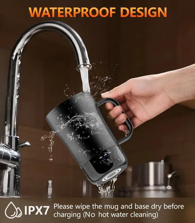 Alt view image 6 of 7 - Self-Heating Coffee Mug, 14oz Heated Coffee Mug - Rechargeable Temperature Control Coffee Mug Keep Coffee Hot, Smart Mug Great Gift for Coffee Lovers & Slow Sippers