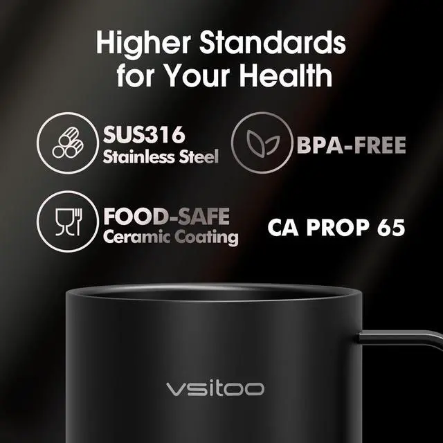 Alt view image 6 of 7 - S3 Pro 14oz Smart Self Heating Coffee Mug,Heated Coffee Mug with Auto-Sensing AI Heats Drinks to 120-150°F Hands-Free.Perfect for Home/Office,Ideal Gift fo Men/Women, Black