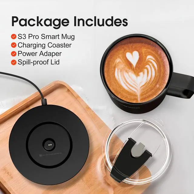 Alt view image 7 of 7 - S3 Pro 14oz Smart Self Heating Coffee Mug,Heated Coffee Mug with Auto-Sensing AI Heats Drinks to 120-150°F Hands-Free.Perfect for Home/Office,Ideal Gift fo Men/Women, Black