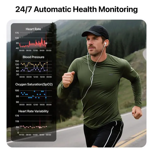 Alt view image 2 of 7 - Smart Health Wristband, All-Day Continuous Monitoring, Heart Rate Tracking, Improve Sleep, Wearable Activity & Fitness Tracker, 120+ Sports Modes, 60-Day Battery, with Free App, 2 Bands Included