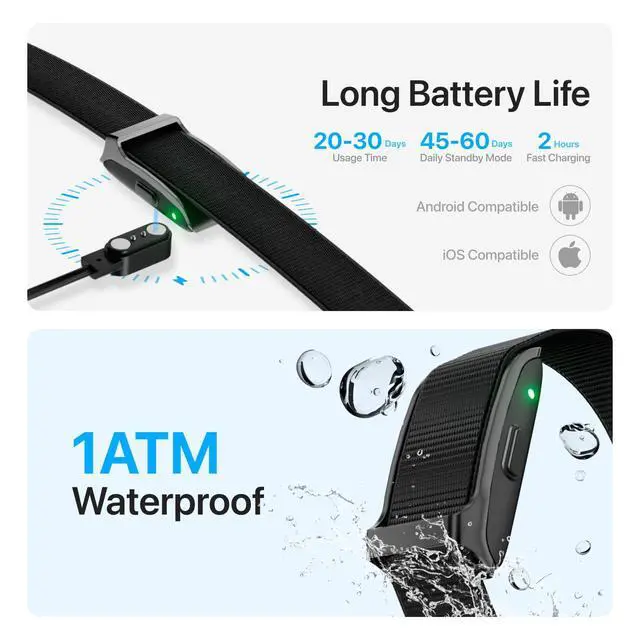 Alt view image 5 of 7 - Smart Health Wristband, All-Day Continuous Monitoring, Heart Rate Tracking, Improve Sleep, Wearable Activity & Fitness Tracker, 120+ Sports Modes, 60-Day Battery, with Free App, 2 Bands Included