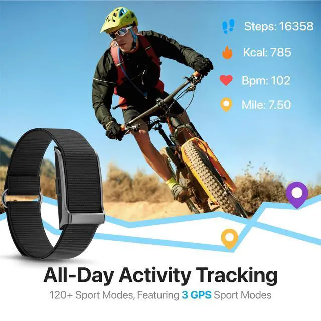Alt view image 3 of 7 - Smart Health Wristband, All-Day Continuous Monitoring, Heart Rate Tracking, Improve Sleep, Wearable Activity & Fitness Tracker, 120+ Sports Modes, 60-Day Battery, with Free App, 2 Bands Included