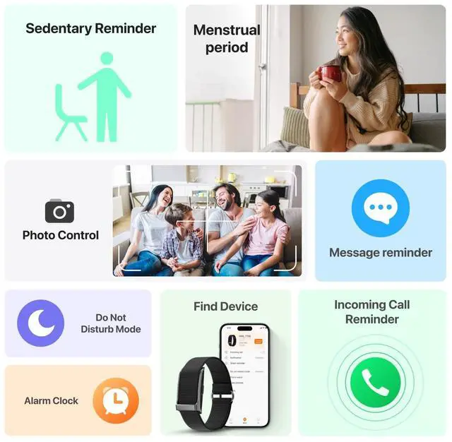 Alt view image 7 of 7 - Smart Health Wristband, All-Day Continuous Monitoring, Heart Rate Tracking, Improve Sleep, Wearable Activity & Fitness Tracker, 120+ Sports Modes, 60-Day Battery, with Free App, 2 Bands Included