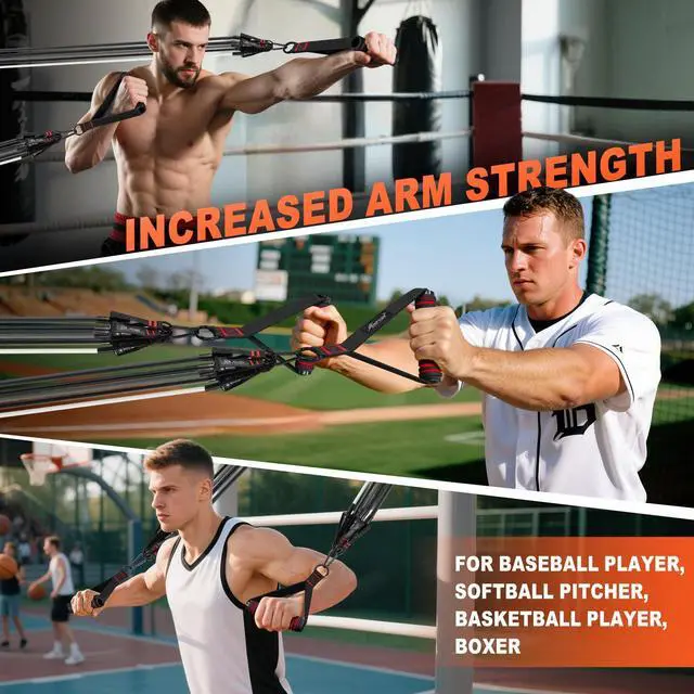 Alt view image 4 of 7 - Resistance Bands 300lbs, Heavy Duty Workout Bands, Exercise Bands with Handle, Fitness Bands with Carry Bag, Door Anchor, Legs Ankle Straps for Muscle Training, Physical Therapy, Shape Body