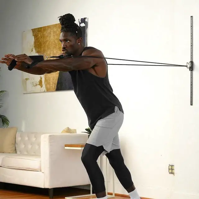 Alt view image 6 of 7 - Space Saver Gym Resistance Bands Exercise Equipment for at Home Fitness Workout | Resistance Band Wall Anchor with 1 Rail, 1 Rail Car (Without Resistance Bands)