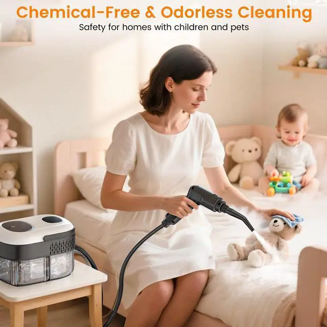 Alt view image 6 of 7 - Pressurized Steam Cleaner, 3-Level Adjustable Handheld Steamer Cleaning for Home, 15s Fast Heat-Up & 47.3oz Tank, 2500W Multi-Surface Portable Steamer for Floor/Grout/Car/Kitchen & Bathroom