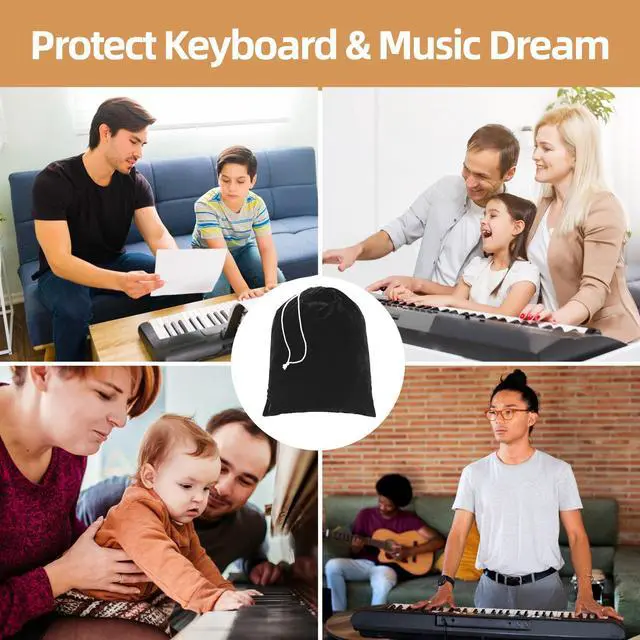 Alt view image 6 of 6 - Grand Piano Keyboard Dust Cover, Music Stretchy Dirt Proof Keyboard Cover With Durable Elastic & Cord Lock Must Have Piano Accessories