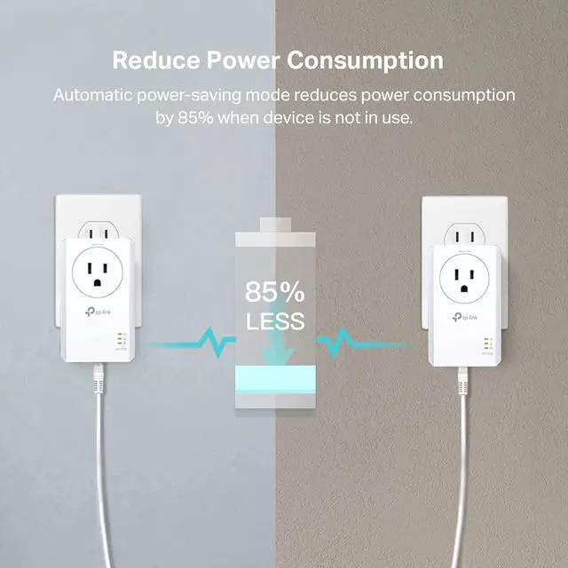 Alt view image 3 of 5 - AV1000 Powerline Ethernet Adapter Kit (TL-PA7017P KIT) - Passthrough, Noise Filtering, Gigabit Port, Plug Pair & Play, Network Adapter, Free Expert Support