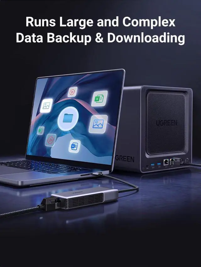 Alt view image 4 of 7 - USB C to Ethernet Adapter 5Gb, Ethernet Adapter for Laptop, Aluminum with Thermal Design, Type C (Thunderbolt 5/4/3 Compatible) to RJ45 Network LAN Internet, Compatible for MacBook Air/Pro, XPS