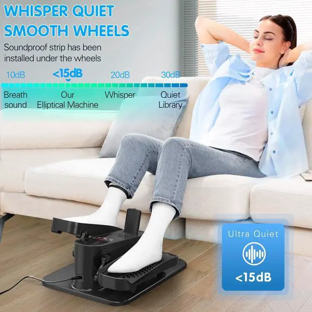 Alt view image 3 of 7 - Under Desk Elliptical Machine, Mini Ellipse Leg Exerciser Electric Seated Pedal Fully Assembled Quiet Compact for Seniors Portable Stepper with Remote Control for Home