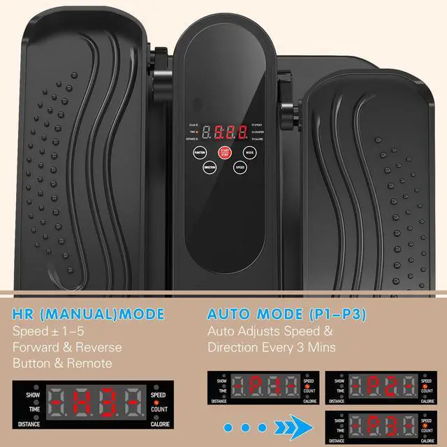 Alt view image 5 of 7 - Under Desk Elliptical Machine, Mini Ellipse Leg Exerciser Electric Seated Pedal Fully Assembled Quiet Compact for Seniors Portable Stepper with Remote Control for Home