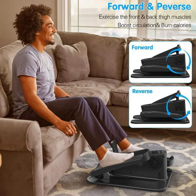 Alt view image 6 of 7 - Under Desk Elliptical Machine, Mini Ellipse Leg Exerciser Electric Seated Pedal Fully Assembled Quiet Compact for Seniors Portable Stepper with Remote Control for Home