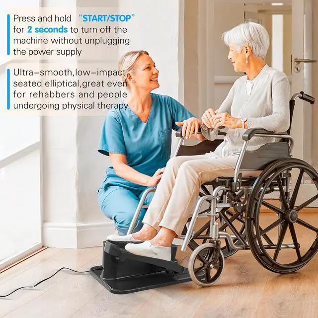 Alt view image 7 of 7 - Under Desk Elliptical Machine, Mini Ellipse Leg Exerciser Electric Seated Pedal Fully Assembled Quiet Compact for Seniors Portable Stepper with Remote Control for Home