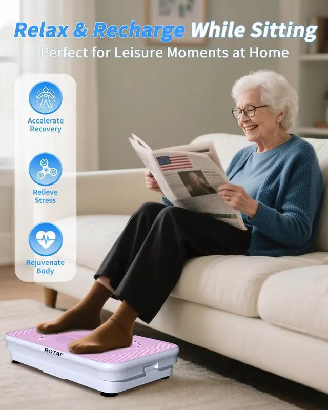 Alt view image 3 of 7 - Shake Plate Vibration Exercise Machine for Lymphatic Drainage Massager & Weight Loss, 400 lbs Capacity Whole Body Vibrating Plate Workout for Women and Men (Baby Pink)