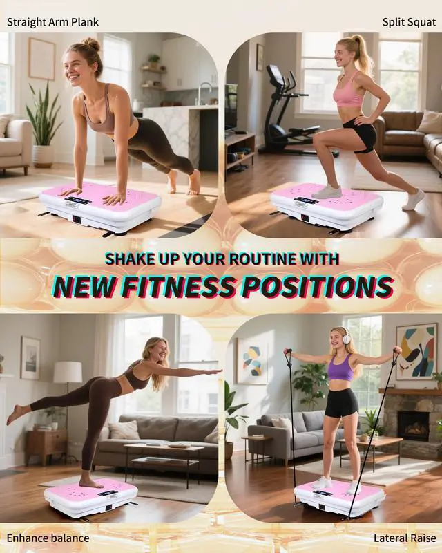 Alt view image 5 of 7 - Shake Plate Vibration Exercise Machine for Lymphatic Drainage Massager & Weight Loss, 400 lbs Capacity Whole Body Vibrating Plate Workout for Women and Men (Baby Pink)