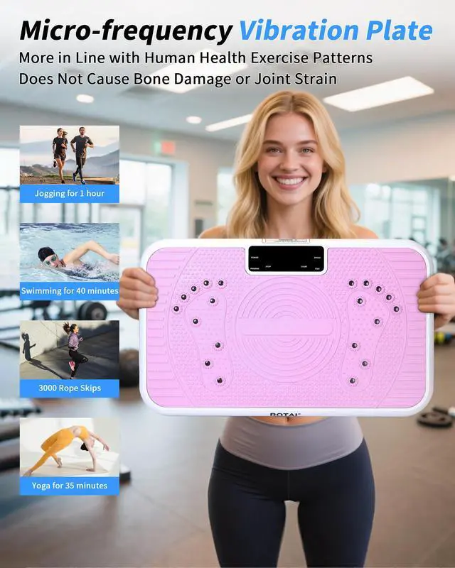 Alt view image 7 of 7 - Shake Plate Vibration Exercise Machine for Lymphatic Drainage Massager & Weight Loss, 400 lbs Capacity Whole Body Vibrating Plate Workout for Women and Men (Baby Pink)