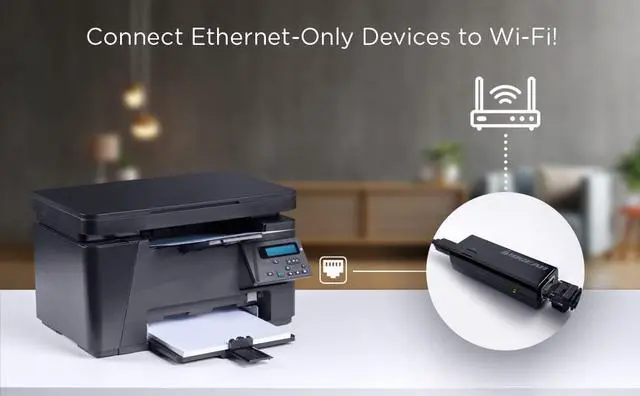 Alt view image 4 of 6 - Universal Ethernet to Wi-Fi N Adapter - Speeds of up to 300Mbps on 2.4GHz - Push-button Wi-Fi Protected Setup (WPS) - Supports WEP, WPA, WPA2, TKIP and AES encryption - GWU637