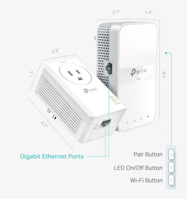 Alt view image 2 of 5 - Powerline WiFi Extender TL-WPA7617 KIT - Includes AV1000 Powerline Ethernet Network Adapter and AC1200 Dual Band Extender, Gigabit Port, Passthrough, OneMesh, Ethernet Over Power, Plug & Play