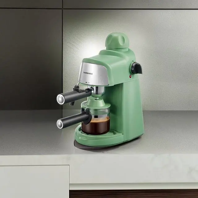 Alt view image 5 of 7 - Espresso Machine, 3.5Bar Espresso and Cappuccino Machine with Fast Heating Function, 1-4 Cups Coffee Maker with Milk Frothing Function and Steam Wand (Green)