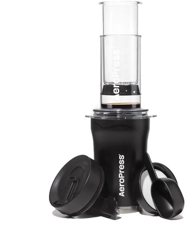 Main image of Go Plus, Small Portable Coffee Maker Kit, Travel, Camping & Office, All-in-One French Press, Pour-Over & Espresso Style Manual Brewer, 2 Min Brew for Less Bitterness, More Flavor, Black