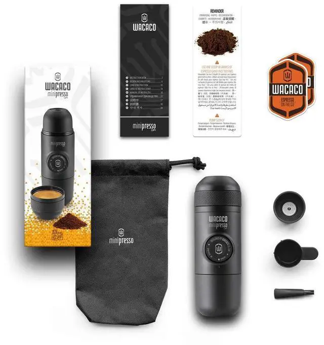 Alt view image 6 of 7 - Minipresso GR, Portable Espresso Machine, Compatible Ground Coffee, Hand Coffee Make, Travel Gadgets, Manually Operated, Perfect for Camping