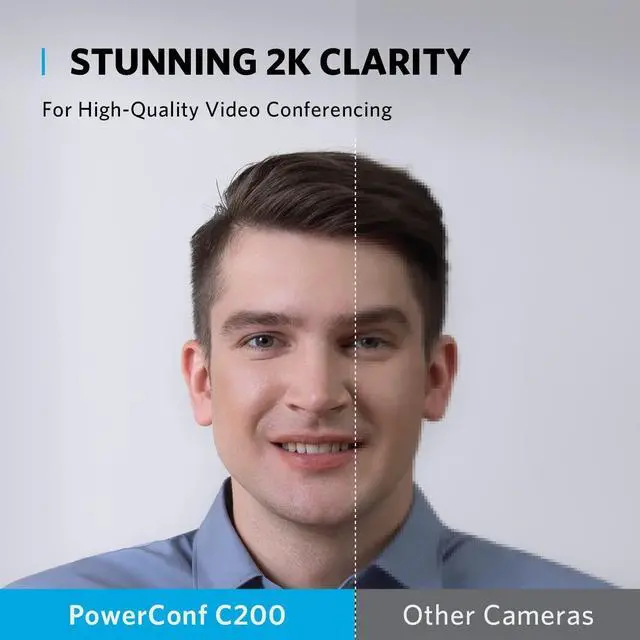 Alt view image 2 of 6 - PowerConf C200 2K Webcam for PC/Laptop/Mac, Computer Camera, Low-Light Correction, AI-Noise Canceling Mics, Adjustable Field of View, Built-in Privacy Cover, Stereo Mics, for Meeting