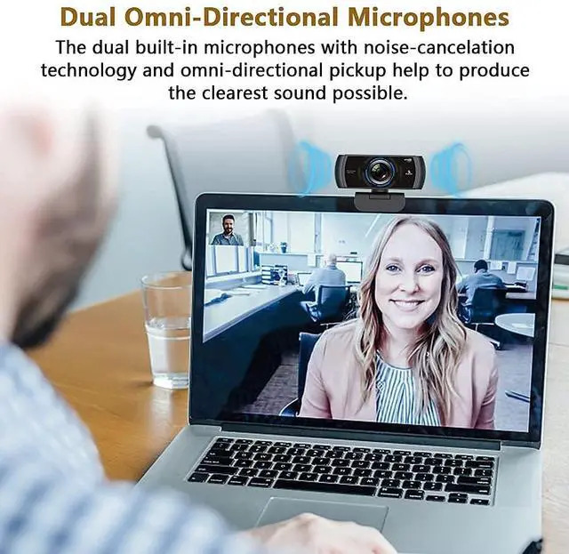 Alt view image 4 of 7 - N980P 1080P 60FPS Webcam with Microphone and Software Control, USB Computer Camera, Built-in Dual Noise Reduction Mics, 120° Wide-Angle for Zoom/Skype/FaceTime/Teams, PC Mac Laptop Desktop
