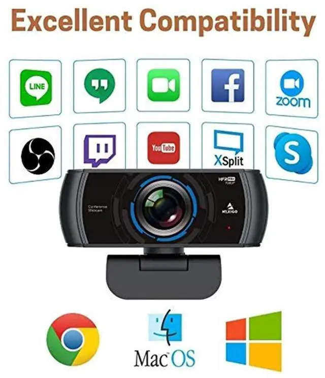 Alt view image 7 of 7 - N980P 1080P 60FPS Webcam with Microphone and Software Control, USB Computer Camera, Built-in Dual Noise Reduction Mics, 120° Wide-Angle for Zoom/Skype/FaceTime/Teams, PC Mac Laptop Desktop