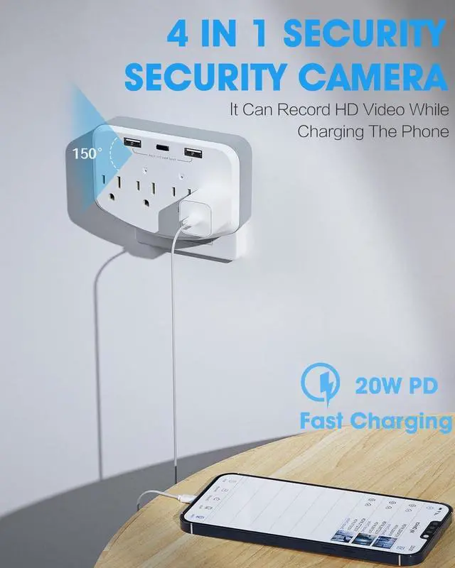 Alt view image 4 of 7 - 1080 Full HD Wireless Mini Cameras,Small Nanny Cam,Wall Outlet WiFi Camera Indoor Camera for Home SecurityUpgraded