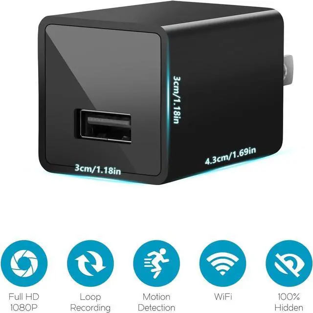 Alt view image 2 of 5 - Wireless Smart Spy Small 1080P USB Charger WiFi Camera Indoor Security Camera Baby Monitor Surveillance Hidden Security Cam Motion Detection with App Live Feed